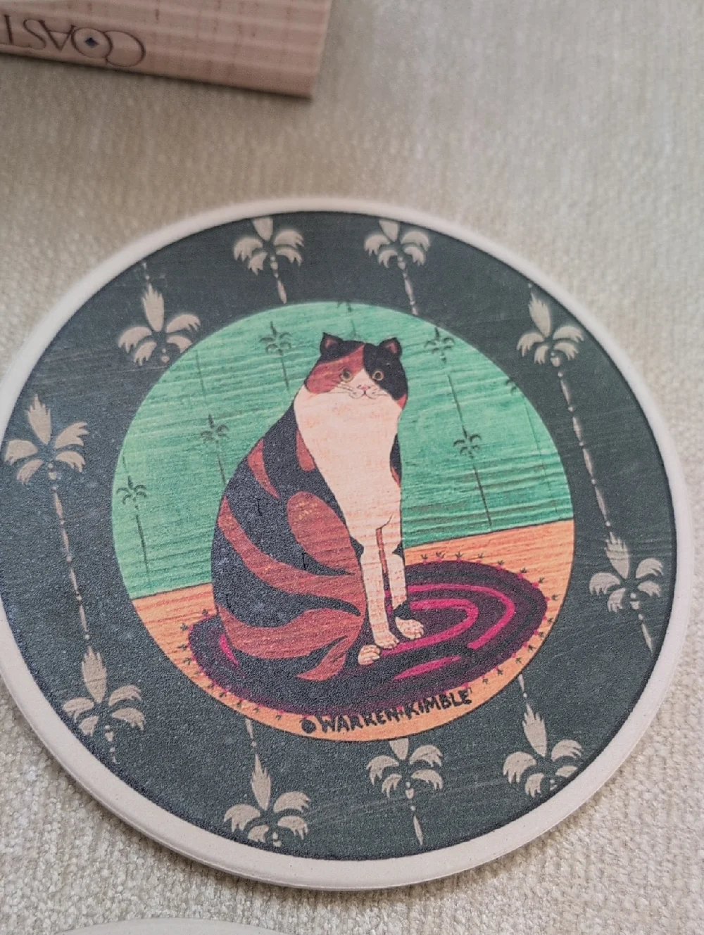 Vintage CoasterStone Warren Kimble Fat Cats Coasters Set of 4